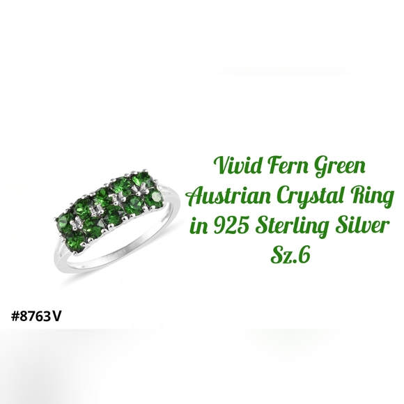 Fern green Austrian crystal, double row ring, Sz.6 - Picture 1 of 4